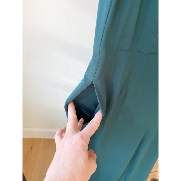 THE IMPECCABLE PIG Women's Forest Green Ruffle V-Neck Sleeveless Jumpsuit size S - Picture 6 of 10